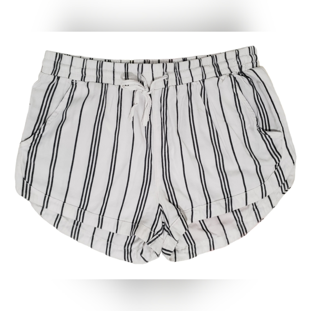 BILLABONG black stripe high-waisted drawstring coastal shorts S
